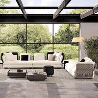 Homestay Outdoor Sofas Courtyard Leisure Balcony Garden Sofas Accent Wicker Woven Wicker Chair Furniture Arredo Giardino Lshysf