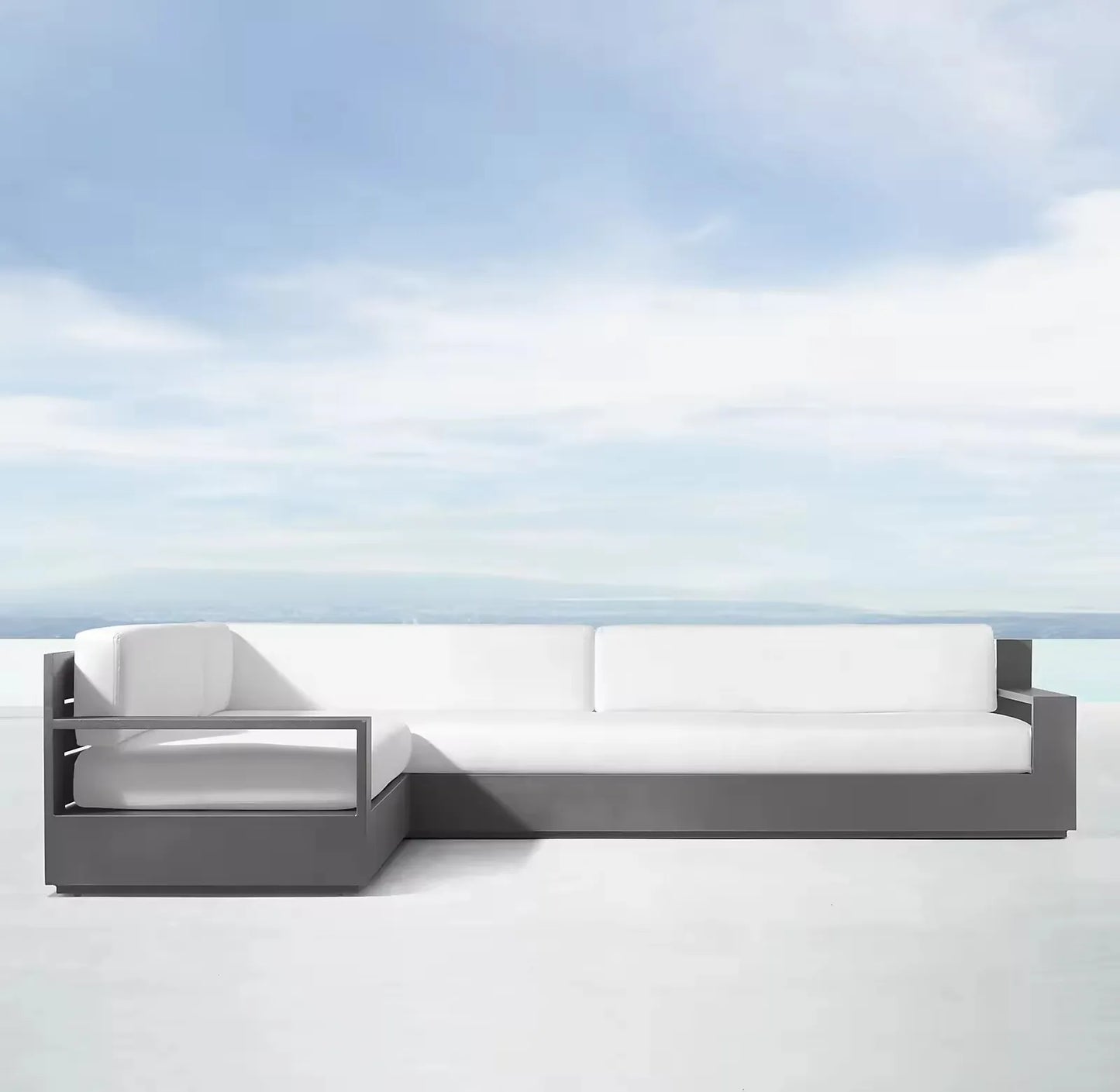 Villa Courtyard corner outdoor sofa Aluminum Furniture Hotel Outdoor Sunscreen Durable L-shaped Garden Sofa Customization