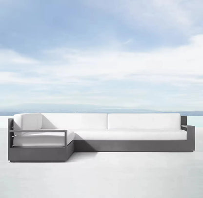 Villa Courtyard corner outdoor sofa Aluminum Furniture Hotel Outdoor Sunscreen Durable L-shaped Garden Sofa Customization