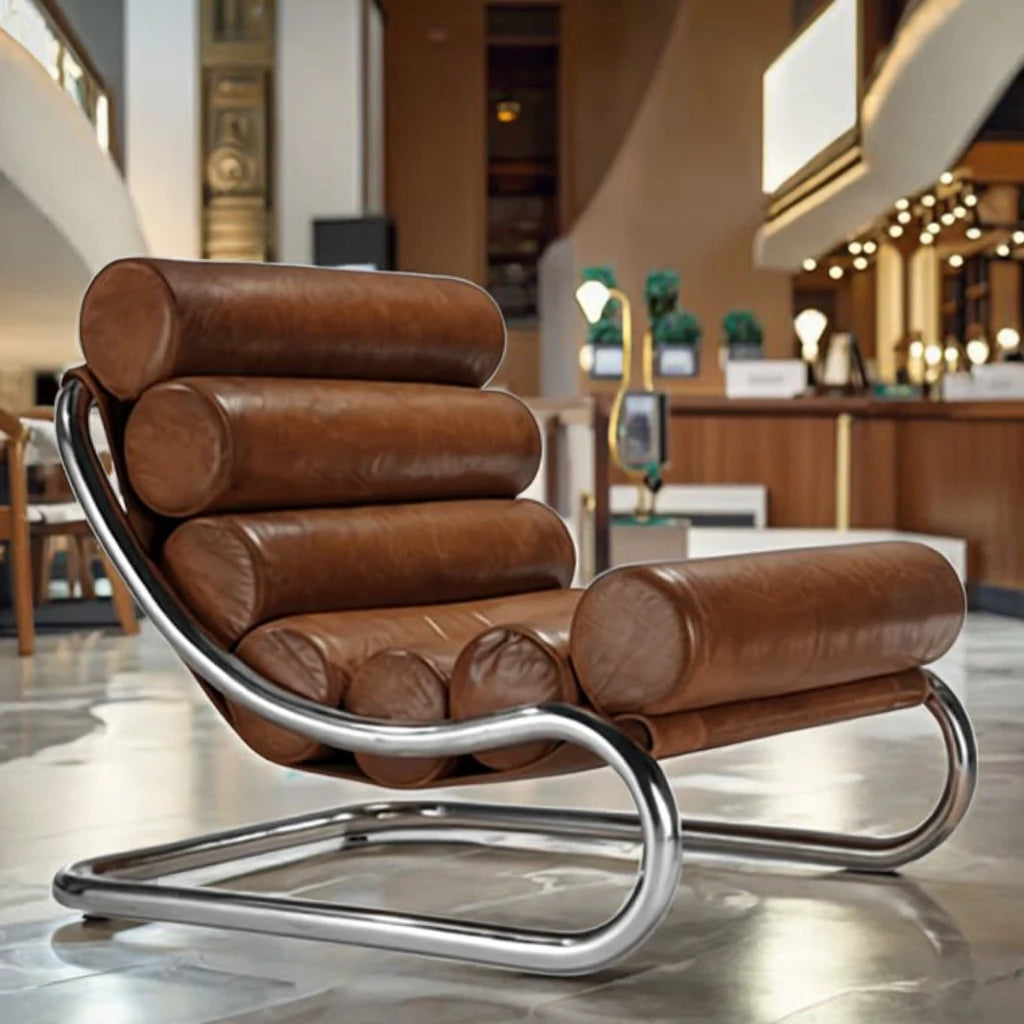 Italian Genuine Leather Recliner Chair Minimalist Living Room Furniture for Home Hotel