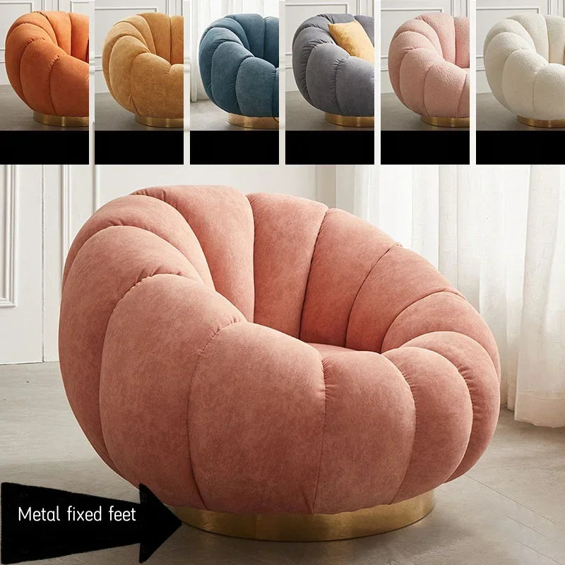 Modern Living Room Sofa Lambswool Pumpkin Sofa Chair Creative Home Balcony Swivel Lounge Chair Fitting Room Bedroom Single Sofas