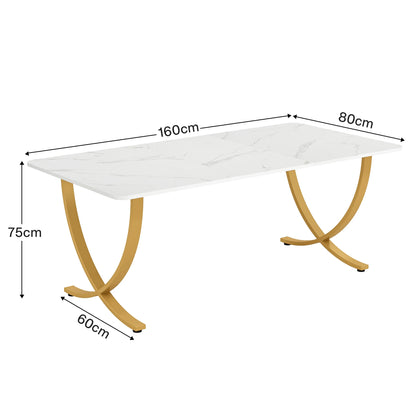 Tribesigns 63-Inch Rectangular Dining Table for 4 to 6, Modern Kitchen Table with Faux Marble Table Top, White Dinner Tables