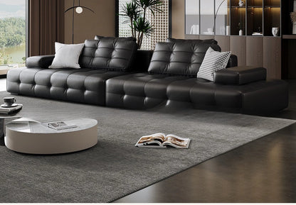 Italian minimalist first-layer cowhide sofa villa living room large apartment high-end all-leather Lawrence sofa