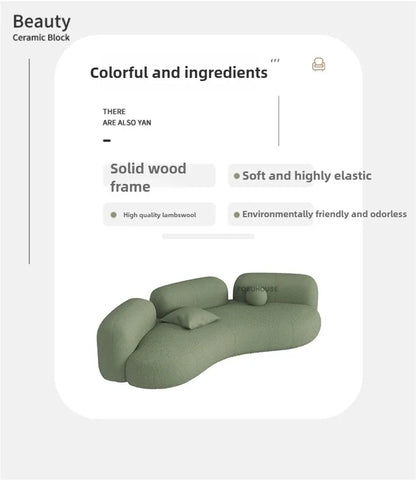 Lamb Velvet Curved Living Room Sofas Designer Living Room Furniture Beauty Salon Clothing Store Reception Sofa Luxury Sofa Bed