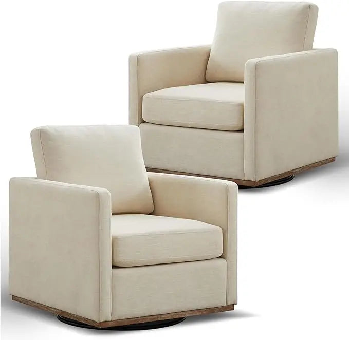 Swivel Accent Chair Set of 2, 360 Degree Square Swivel Barrel Chair for Living Room, Mid Century Modern Upholstered Accent Chair