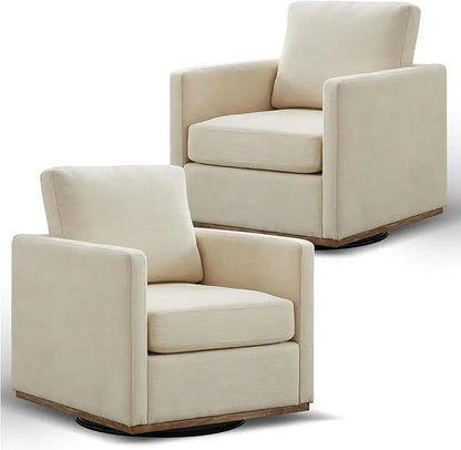 Swivel Accent Chair Set of 2, 360 Degree Square Swivel Barrel Chair for Living Room, Mid Century Modern Upholstered Accent Chair