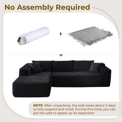 104'' L-Shape Modular Sectional Sofa Couch - Comfortable Upholstered Cloud Design Modern Minimalist Deep Seat Living Room Furnit