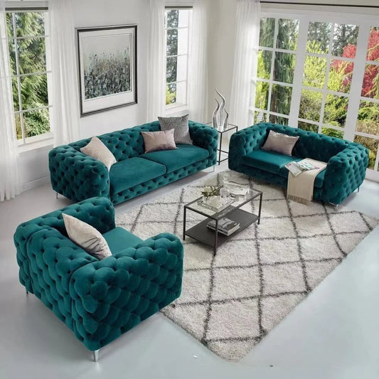 Factory Modern Living Room Sofa Love Seat in Stock Luxury Sofa Set Couch Customized Velvet or Leather Chesterfield Sofa