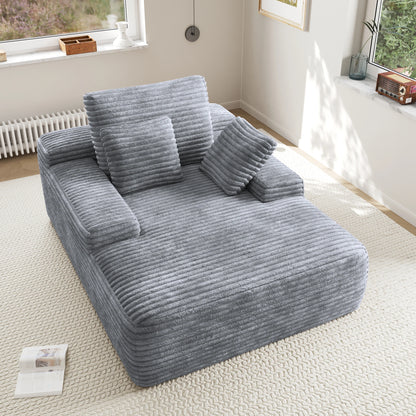 Sdoren 49inch Chaise Lounge Chair Indoor Oversized Corduroy Upholstered Boneless Sofa Bed Deep Seat Sleeper Couch Reading Chairs