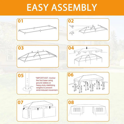 Heavy-Duty Outdoor Party Tent with 8 Removable Sidewalls for Large Backyard Events, Weddings, and BBQs