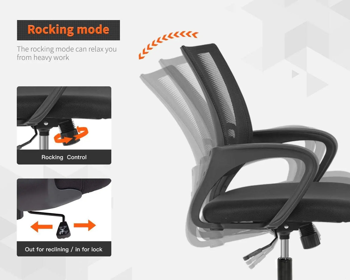 Ergonomic Mesh Office Chair with Lumbar Support, Adjustable Height and Armrests, Comfortable for Home Office Use
