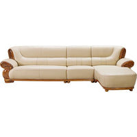 Ebony leather sofa, living room solid wood princess corner sofa, modern furniture