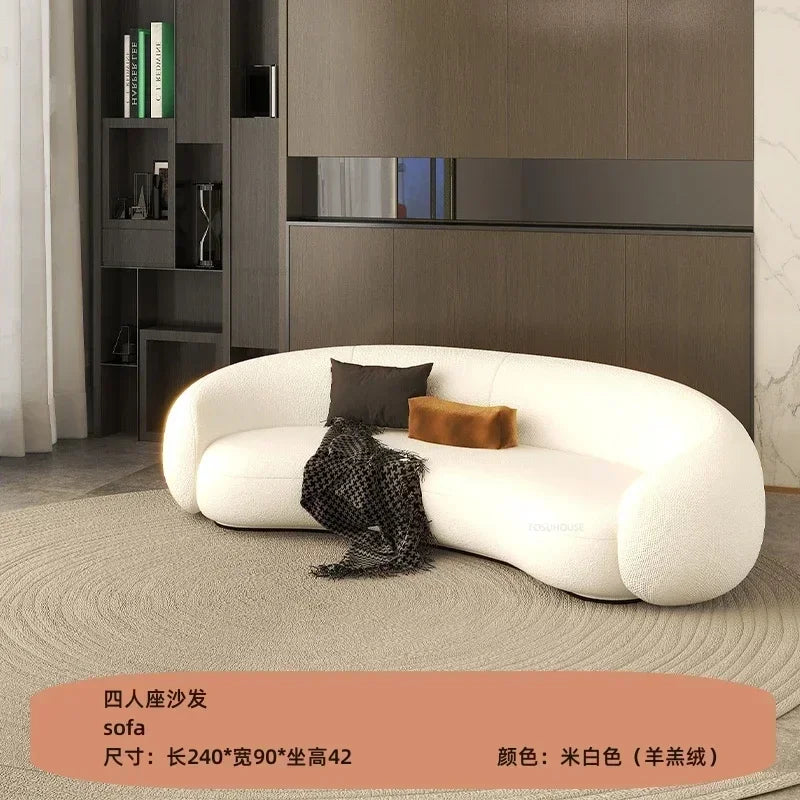 Curved Living Room Sofas Living Room Furniture Cream Style Beauty Salon Sofa Clothing Store Rest Area Reception Sofab