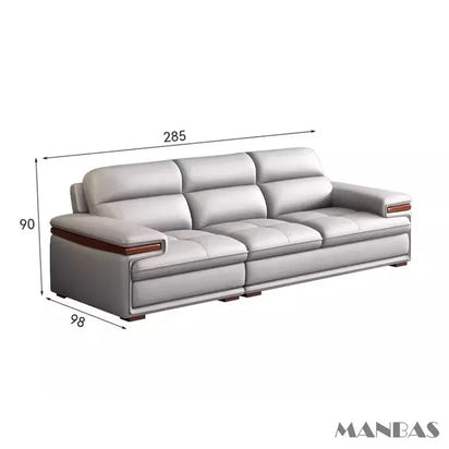 Premium Italian Genuine Leather Sofa for Living Room, Nordic Modern Elegant Sectional Couch Set