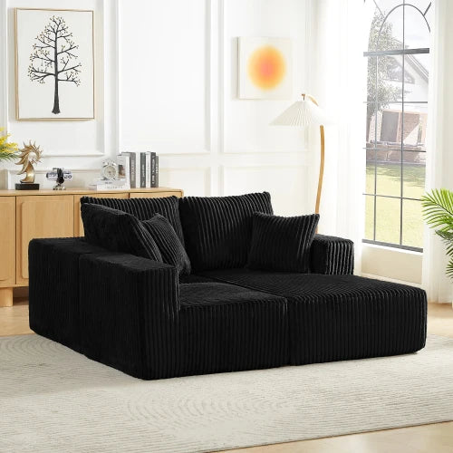 Modular Sectional Sofa, Modern Corduroy Cloud Couch with Deep Seat, Upholstered 4-Seater Sofa for Living Room