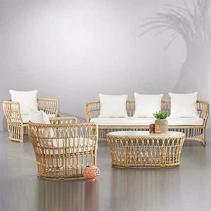 Leisure villa rattan sofa set courtyard garden multi-person furniture combination hotel homestay coffee table rattan sofa
