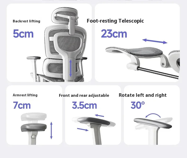 Ergonomic Office Chair with Lumbar Support Adjustable 3D Armrests Recline Tilt Function Mesh Seat for Home Office