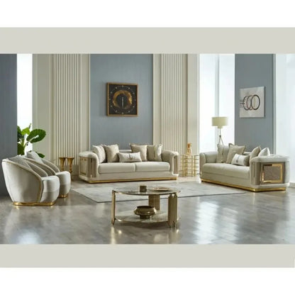 -Modern Luxury Comfortable Living Room Sofa Set Stainless Steel Seat Velvet Sofa Home Hotel Living Room Furniture