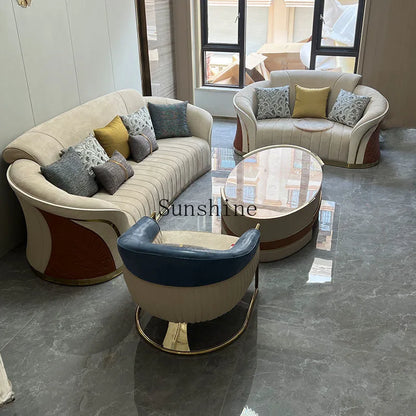 Italian light luxury exclusive villa living room leather sofa post-modern design large apartment high-end