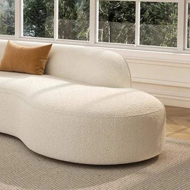 Modern Relaxing Curved Reception Cream Aesthetics Simple Living Room Sofa Minimalist Rest Light Luxury Muebles Home Furniture