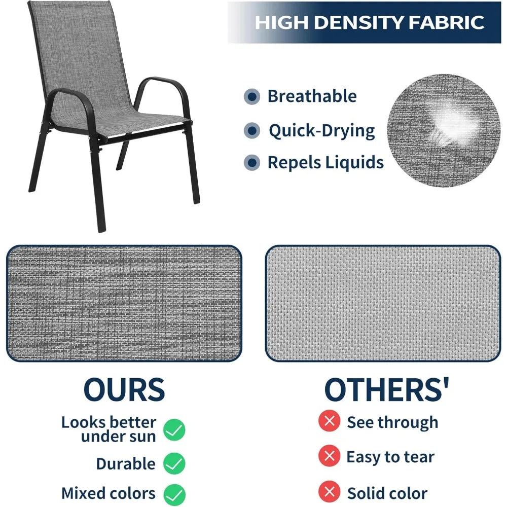 Patio Chairs Set of 6, Outdoor Dining Chairs with All Weather Lightweight Textilene, Lawn Chairs 300Lbs Capacity for Backyard De