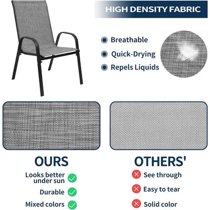 Patio Chairs Set of 6, Outdoor Dining Chairs with All Weather Lightweight Textilene, Lawn Chairs 300Lbs Capacity for Backyard De