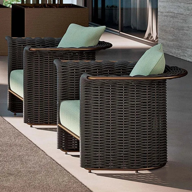 Outdoor sofa courtyard terrace simple rattan sofa waterproof sunscreen balcony rattan chair furniture