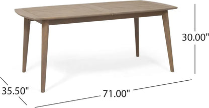 Amanda Outdoor Wood and Wicker Expandable 8 Seater Dining Set