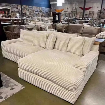 Thick Striped Corduroy Fabric Modern Modular Sectional Sofa Couch Set for Home Living Room Apartment Hotel
