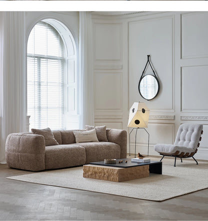 Large Retro Lounge Lazy Sofa Modern Chenille Apartment Living Room Cream Tofu Blocks Style Fabric Armchairs Home Furniture