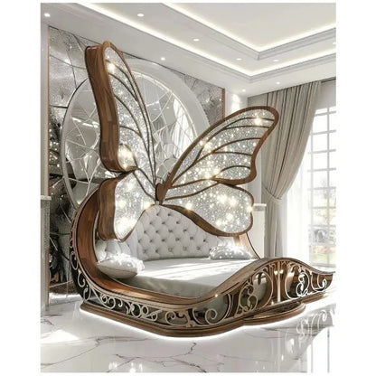 Princess  Butterfly Bed Villa Solid wood 2m bed 15 high French luxury bed bedroom custom