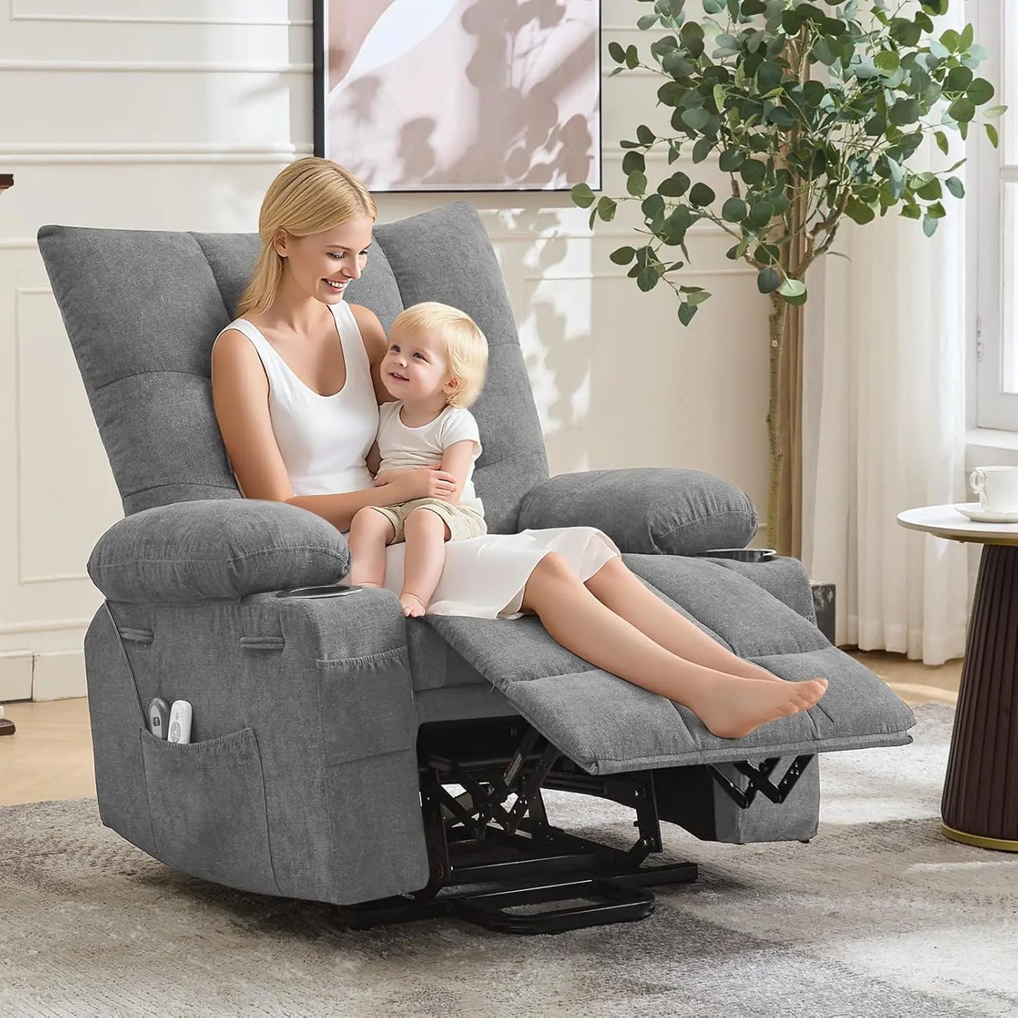 Power Lift Recliner Chair for Elderly - Electric Massage & Heat Recliner with 45° Assist Stand, Living Room Sofa for Small Space