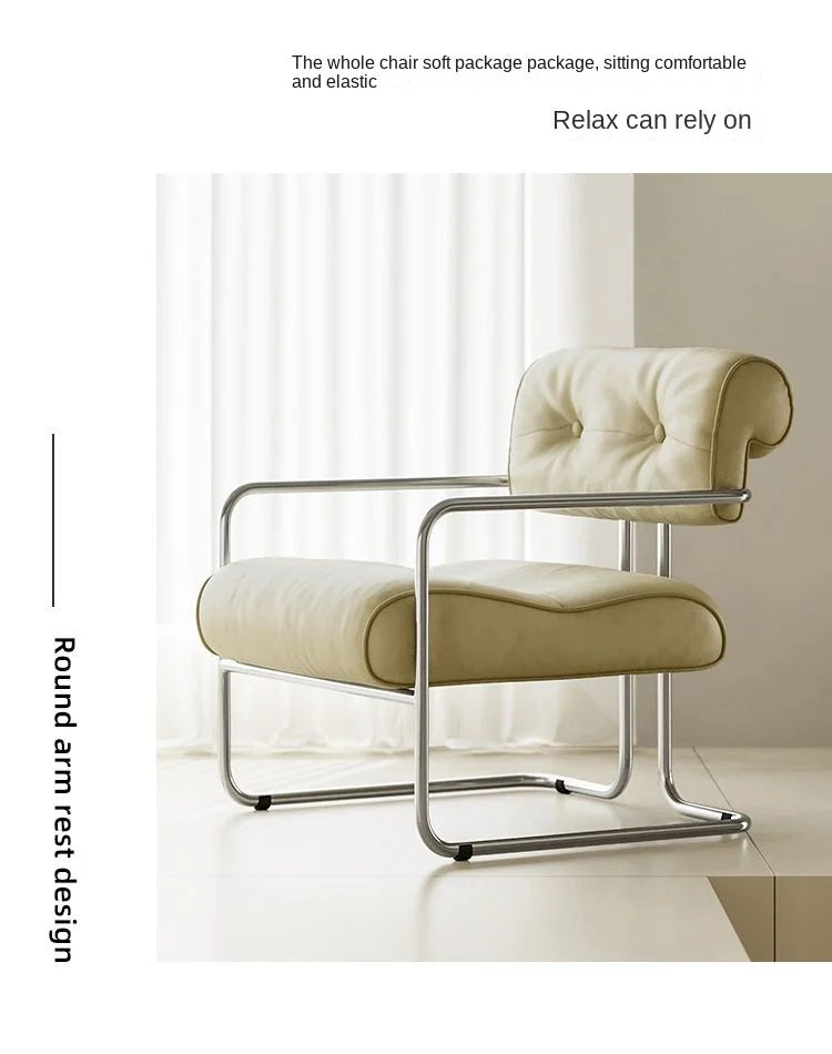 MOMO Antique Style Sofa Chair Living Room Designer Simple Single Chair Hotel Club Bauhaus Negotiation Stainless Steel Chair