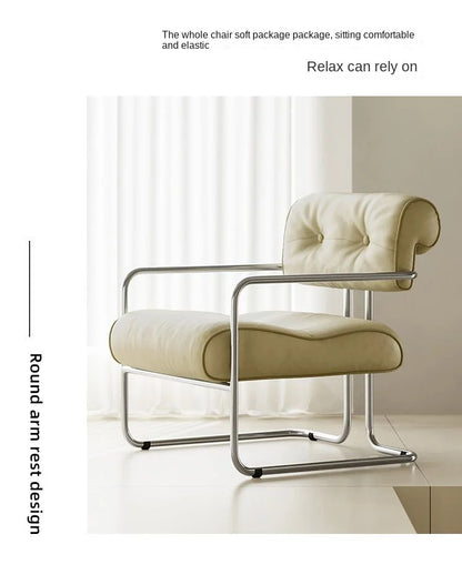 MOMO Antique Style Sofa Chair Living Room Designer Simple Single Chair Hotel Club Bauhaus Negotiation Stainless Steel Chair
