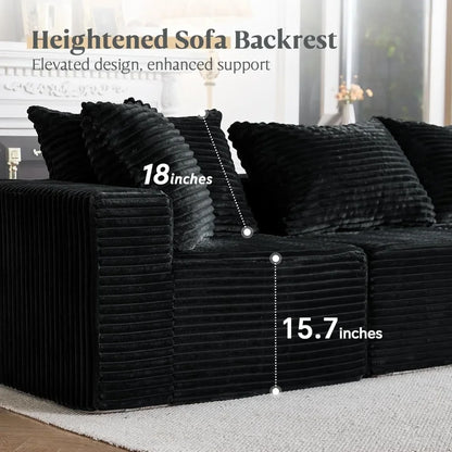 Modular Sectional Sofa Cloud Sectional Couch, 107" Comfy Fluffy L Shaped Dark Black Couches for Living Room