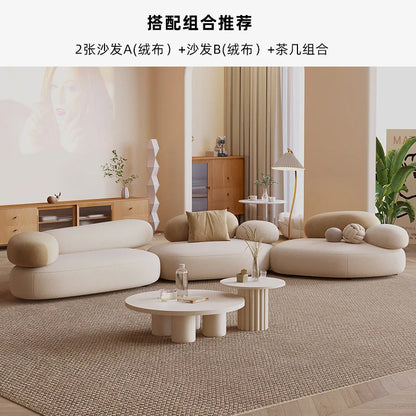 Fabric curved small apartment living room sofa light luxury modern sitting area reception