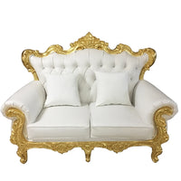 All White Antique King High Back Royal Sofa Baroque Queen Beauty Pedicure Large Acrylic Seat