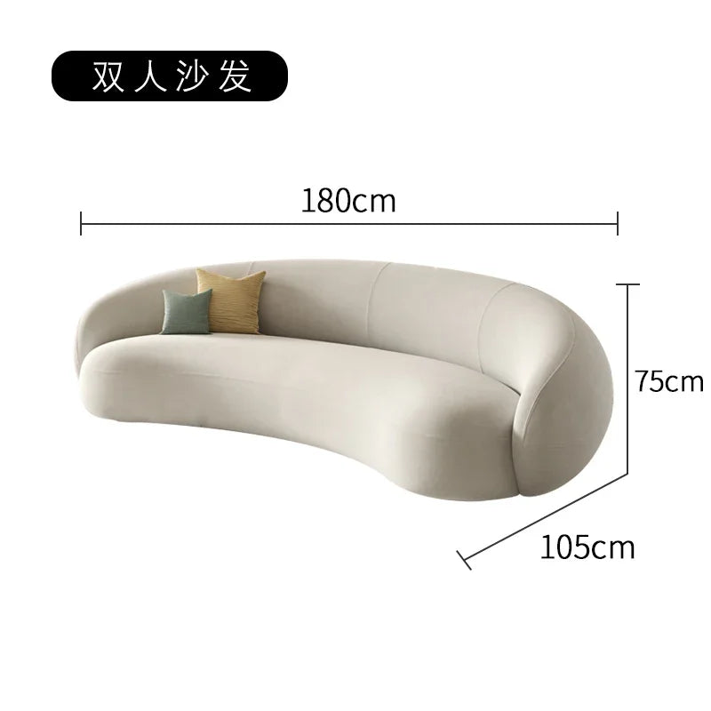 C Nordic Wabi-sandy Wind Curved Sofa Household Small Apartment Fabric Sofa