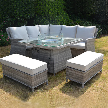 Outdoor Table with Stove Stool L Shape Sofa Set Living Room Hotel Villa Park Courtyard Apartment Outdoor Furniture
