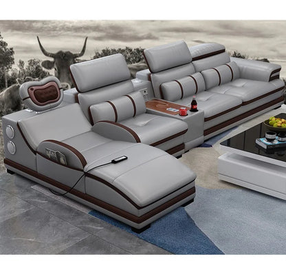 New Fashion L Shape Smart Massage Couch Living Room Furniture Leather Sofas