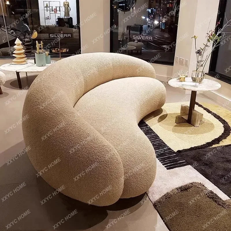 hot sale Curved Wood Couches Simple Comfortable Living Room Sofas Modern Lounge White Sofas