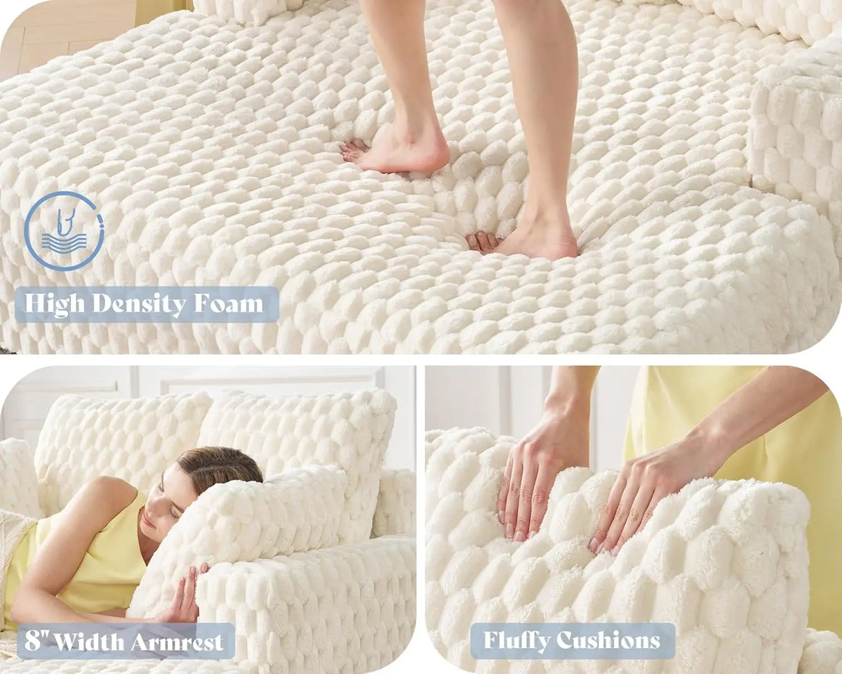 53 Inch Chaise Lounge Indoor, Upholstered Sofa Bed with Throw Pillows and Armrests, Sleeper Bed- Plush Lounge Chair for Living R