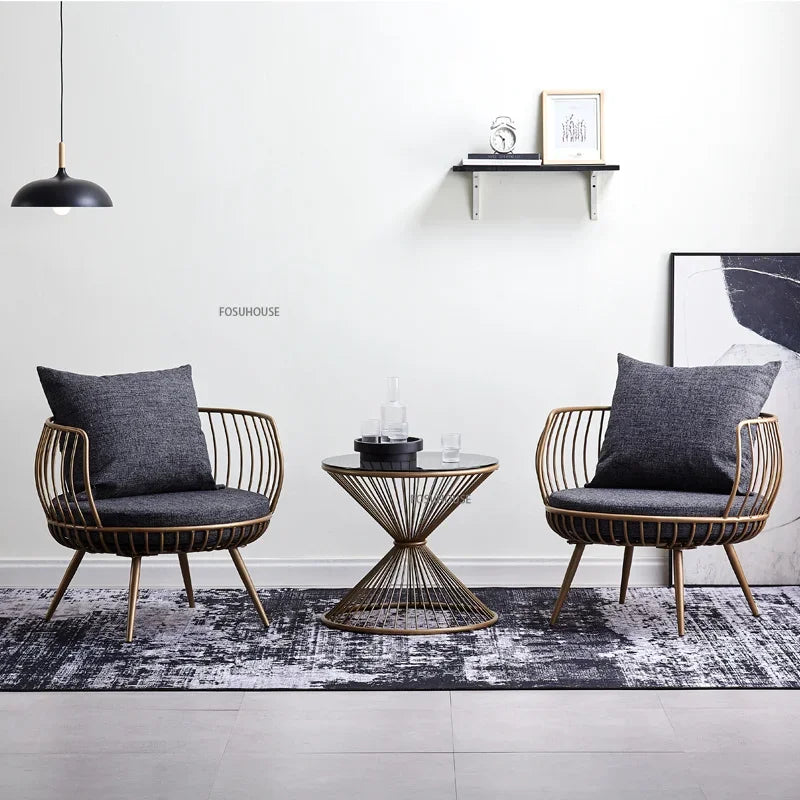 Living Room Furniture Bedroom Light Luxury Minimalist Single Sofa Chair Lounge Chair Nordic Wrought Iron Living Room Chairs