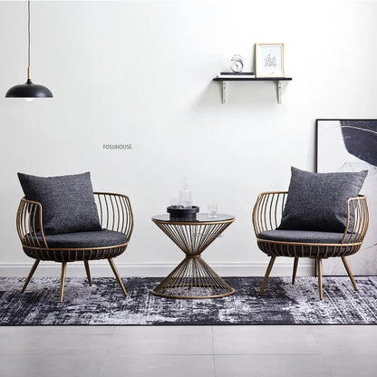 Living Room Furniture Bedroom Light Luxury Minimalist Single Sofa Chair Lounge Chair Nordic Wrought Iron Living Room Chairs