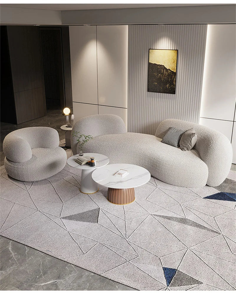 Nordic Simple Fabric Curved Living Room Sofas for Home Furniture Modern Luxury Lambswool Sofa Clothing Store Creative Sofa w