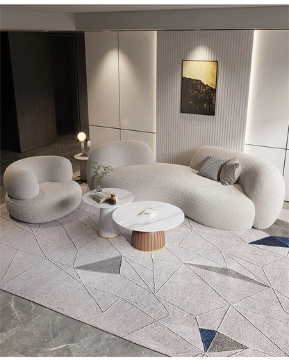 Nordic Simple Fabric Curved Living Room Sofas for Home Furniture Modern Luxury Lambswool Sofa Clothing Store Creative Sofa w