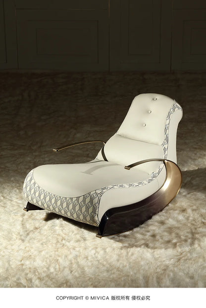 S Modern Italian Light Luxury Rocking Chair Leather Recliner Leisure Chair Single Sofa Rocking Chair