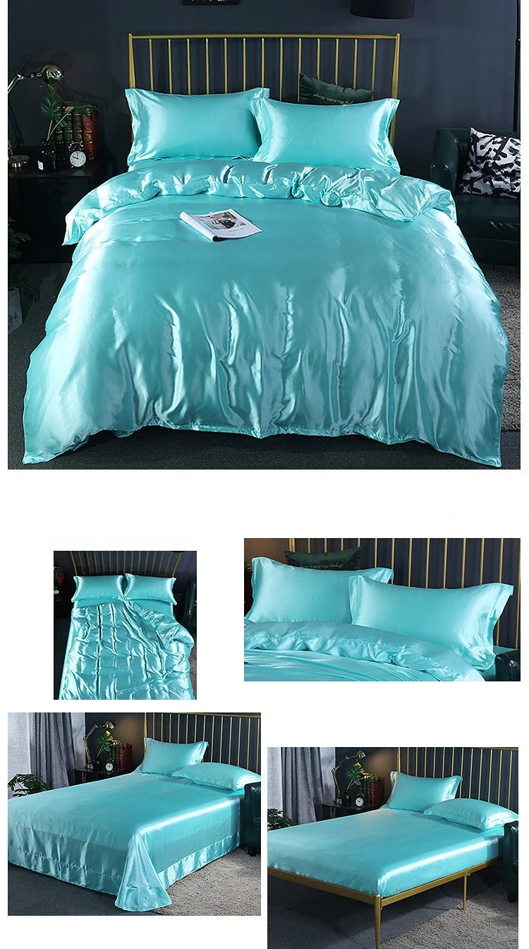 Luxury 100% Mulberry Silk Bedding Set with Duvet Cover Set Double King Queen Size Bedding Cover Kit 4pcs Bed Cover Bed Linen Set
