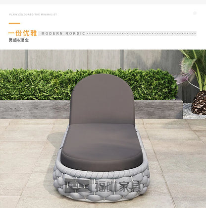 Outdoor Rattan Aluminum Alloy Lounge Bed Leisure Hotel Beach Open-Air Sofa Recliner Set