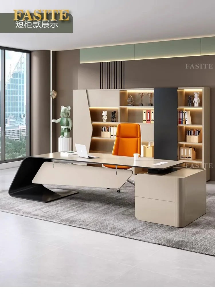 High-end Lacquered Boss Desk, Stylish Atmosphere, Modern and Simple Office Desk, High-end Workbench